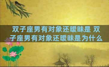 双子座男有对象还暧昧是 双子座男有对象还暧昧是为什么